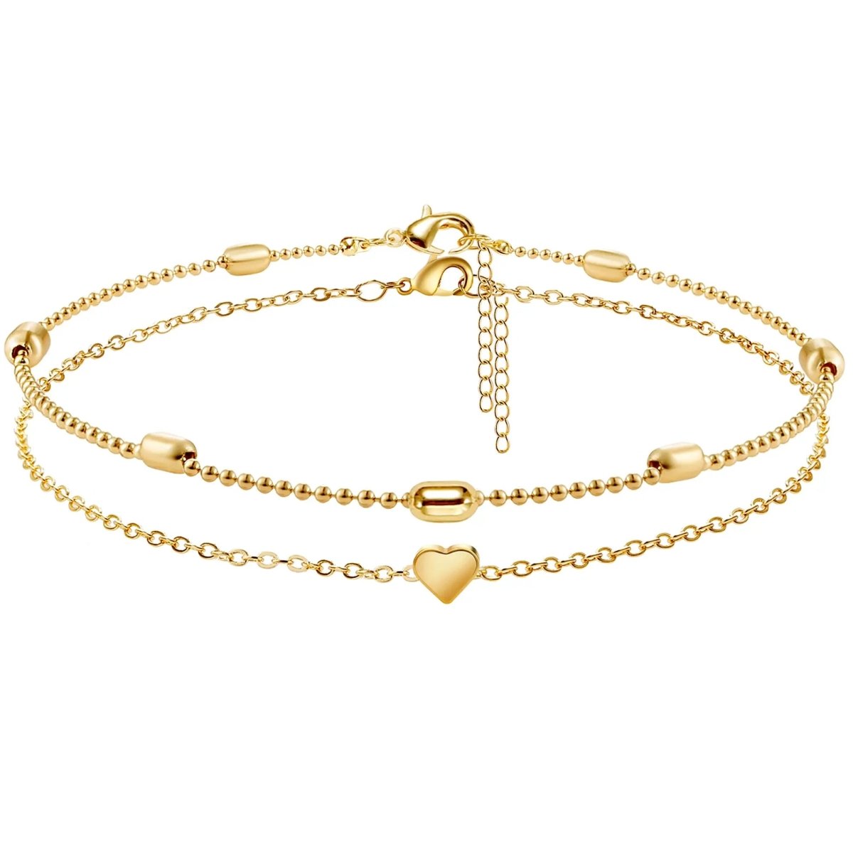 14k Gold Plated Layered Anklets Set - KYERLYN