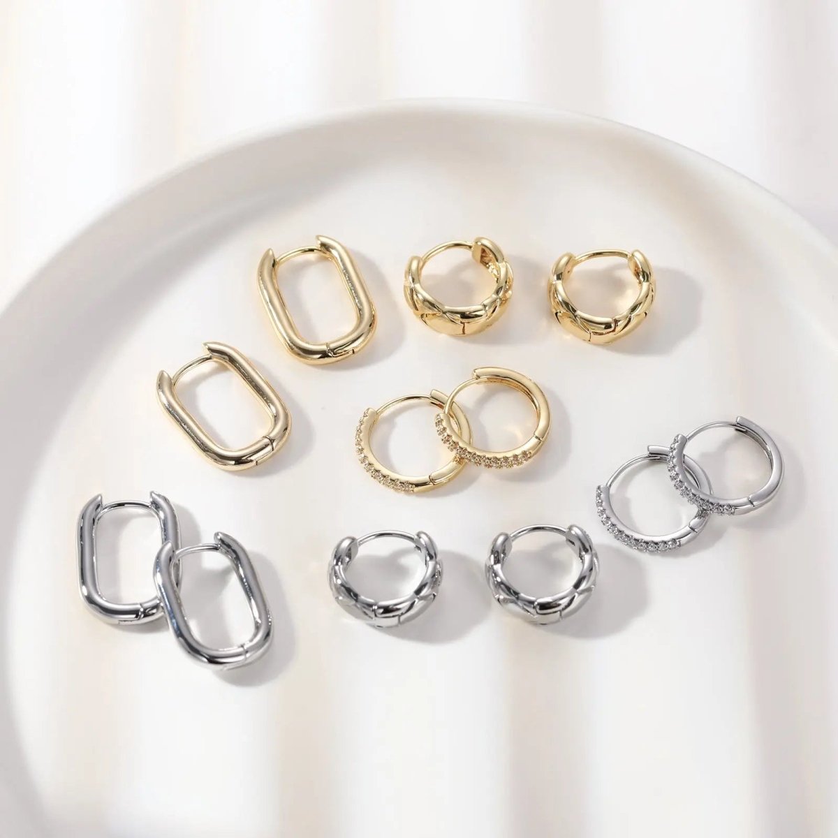 3 Pairs Twisted Chunky Hoop Earrings - KYERLYN