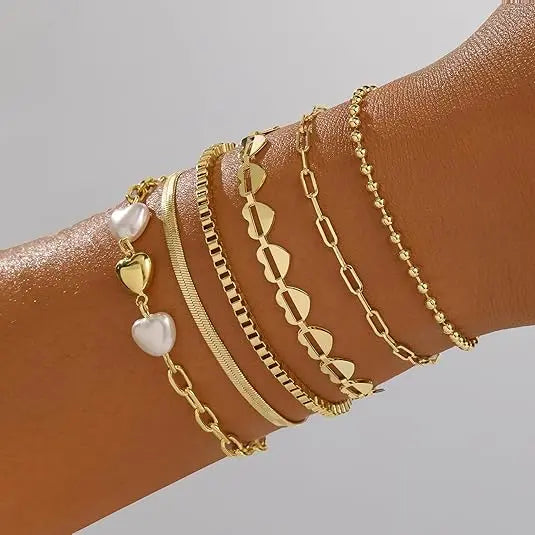 Kyerlyn Gold Layered Bracelets Stack