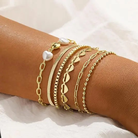 Kyerlyn Gold Layered Bracelets Stack