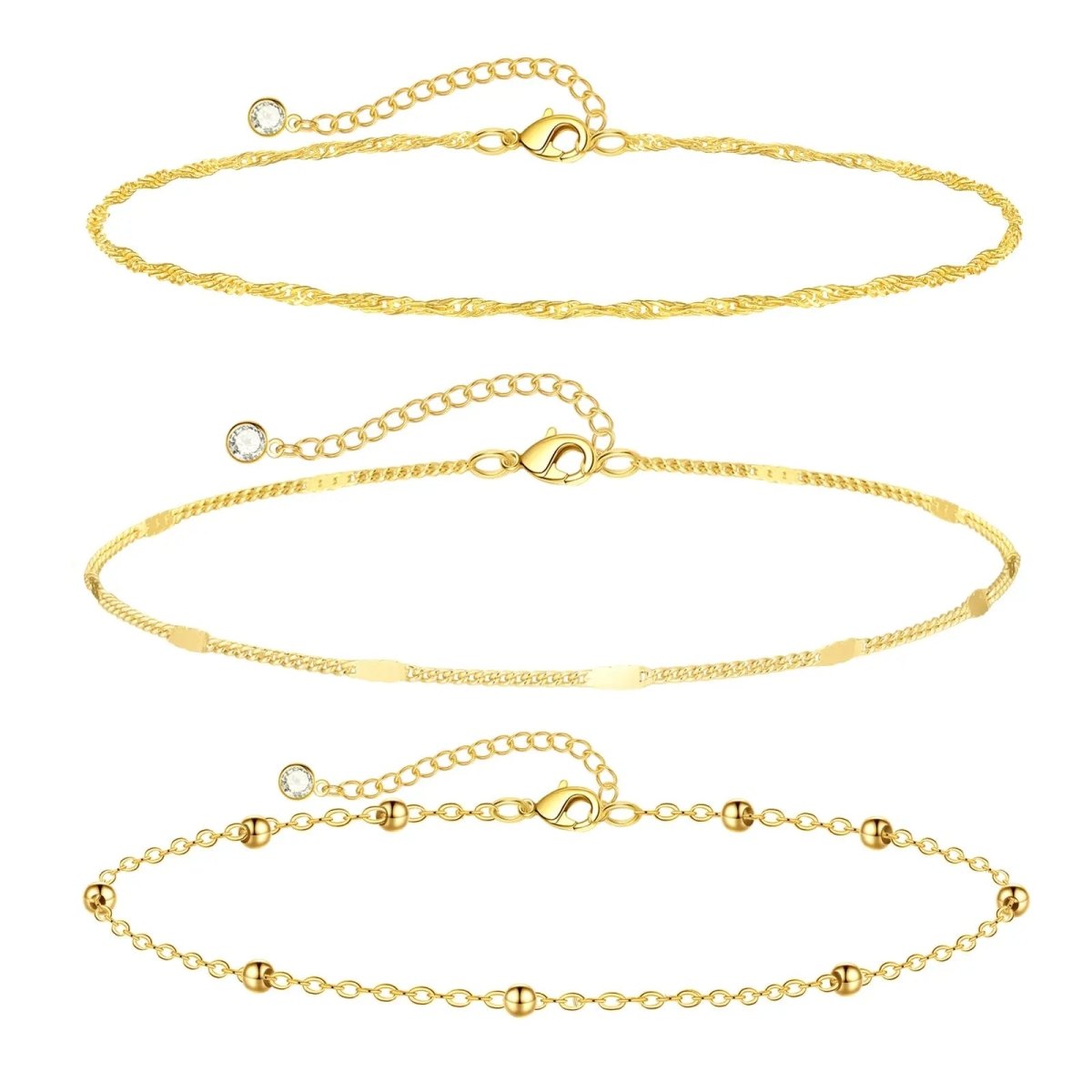 Bead Twisted Rope Anklets Stack - KYERLYN