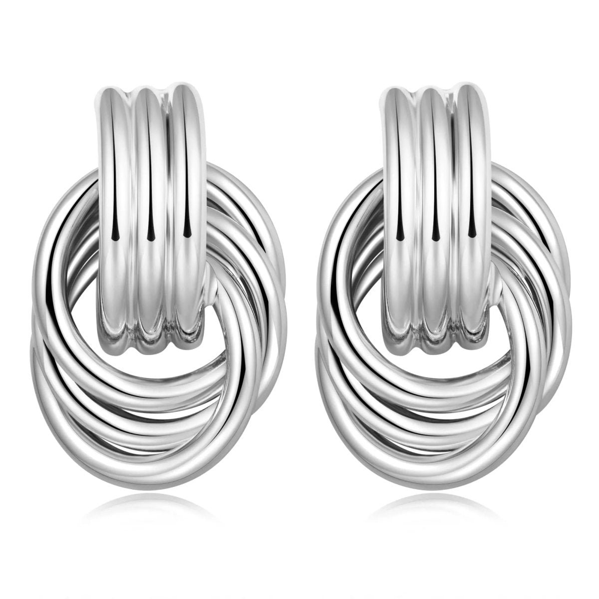 Chunky Hoop Knot Dangle Drop Stud Earrings - KYERLYN