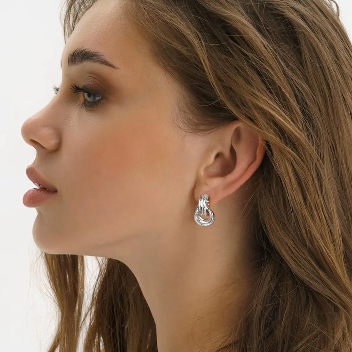 Chunky Hoop Knot Dangle Drop Stud Earrings - KYERLYN