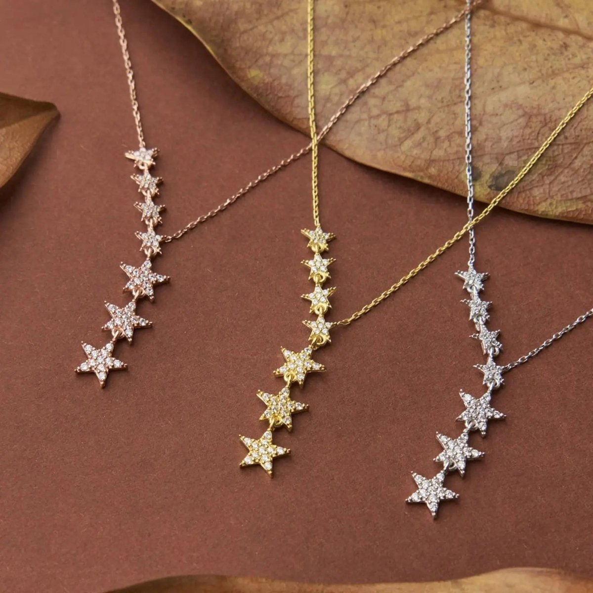 Crystal Silver/Gold/Rose Gold Star Necklaces - KYERLYN