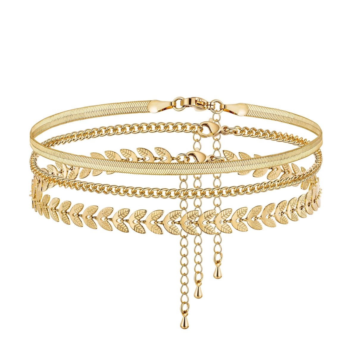 Dainty Cuban Fishbone Herringbone Anklet - KYERLYN