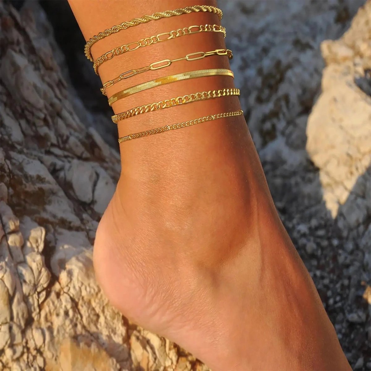 Gold/Silver Ankle Bracelets Summer Beach - KYERLYN