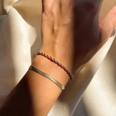 Elegant wrist adorned with white gold bracelets, showcasing women's bracelet jewelry.