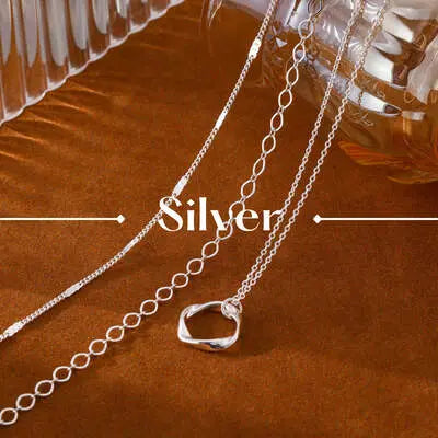 silver:Elegant silver necklaces with pendant, showcasing women's necklace jewelry.