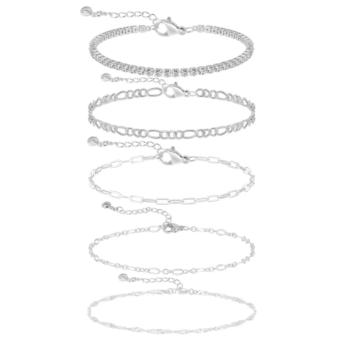 Kyerlyn 14K Silver Dainty Bracelet Stack - KYERLYN