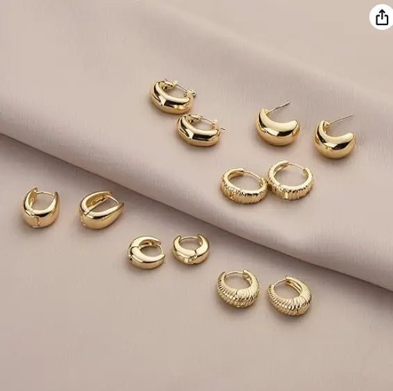 Kyerlyn 6 Pairs Silver/Gold Hoop Earrings - KYERLYN