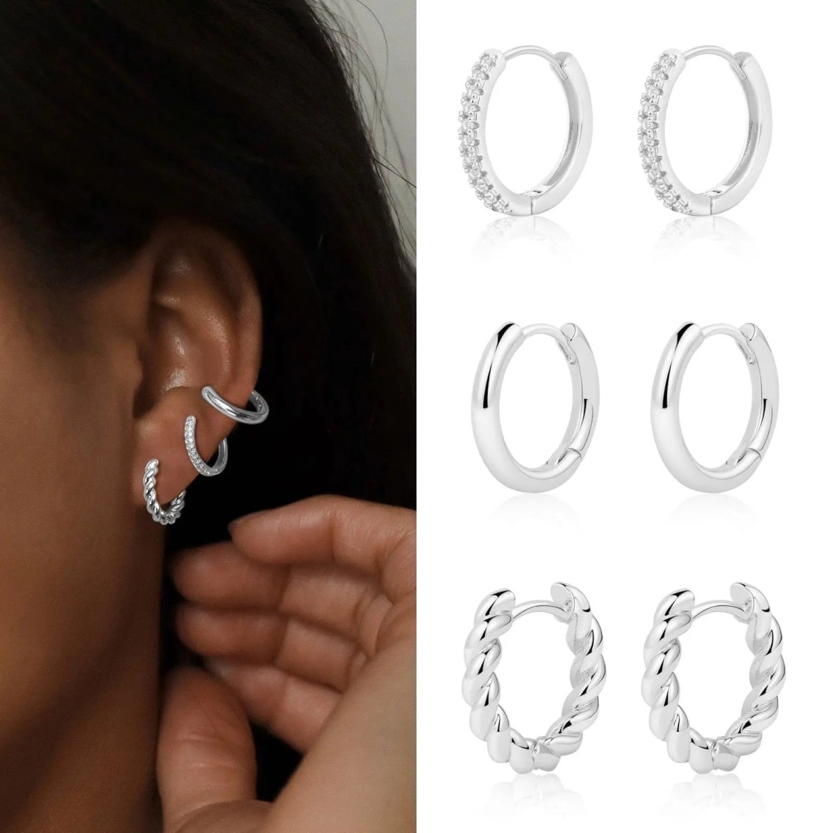 Kyerlyn 6 Pairs Silver/Gold Hoop Earrings - KYERLYN