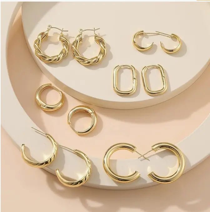 Kyerlyn 6 Pairs Silver/Gold Hoop Earrings - KYERLYN