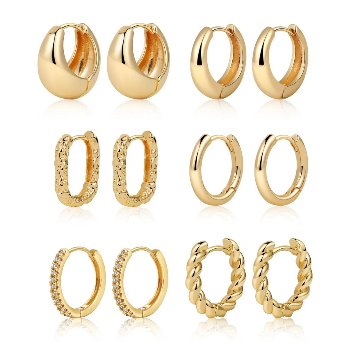 Kyerlyn 6 Pairs Silver/Gold Hoop Earrings - KYERLYN