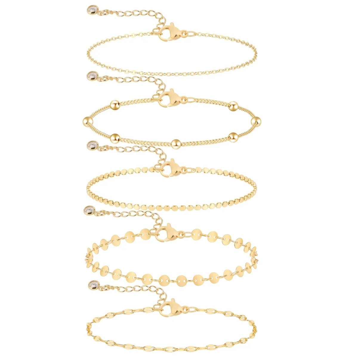 Kyerlyn Dainty Gold 5 Layer Dot Bracelets - KYERLYN