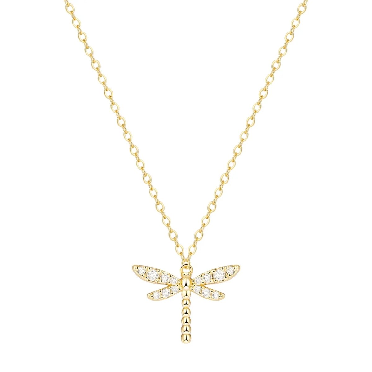 Kyerlyn Dainty Gold CZ Dragonfly Necklaces - KYERLYN