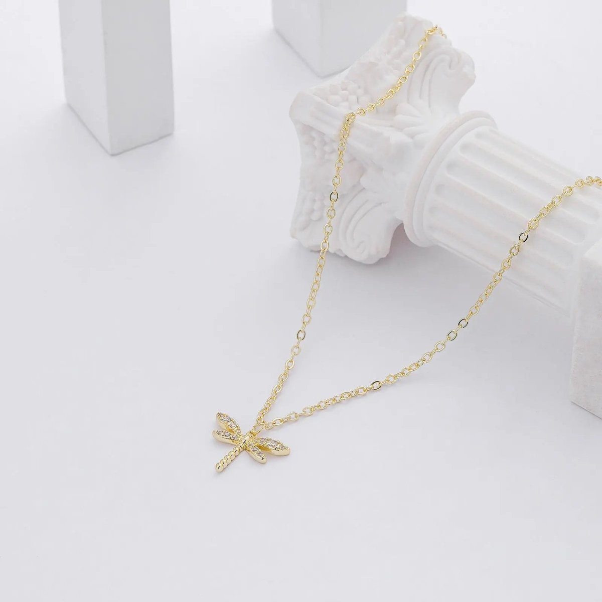 Kyerlyn Dainty Gold CZ Dragonfly Necklaces - KYERLYN