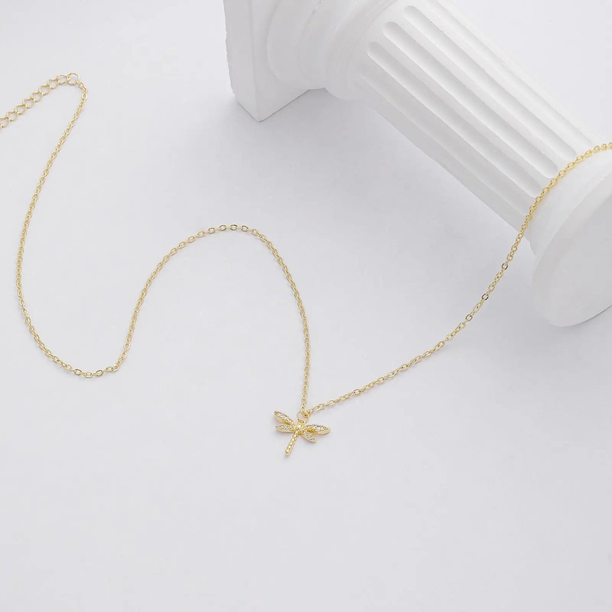 Kyerlyn Dainty Gold CZ Dragonfly Necklaces - KYERLYN