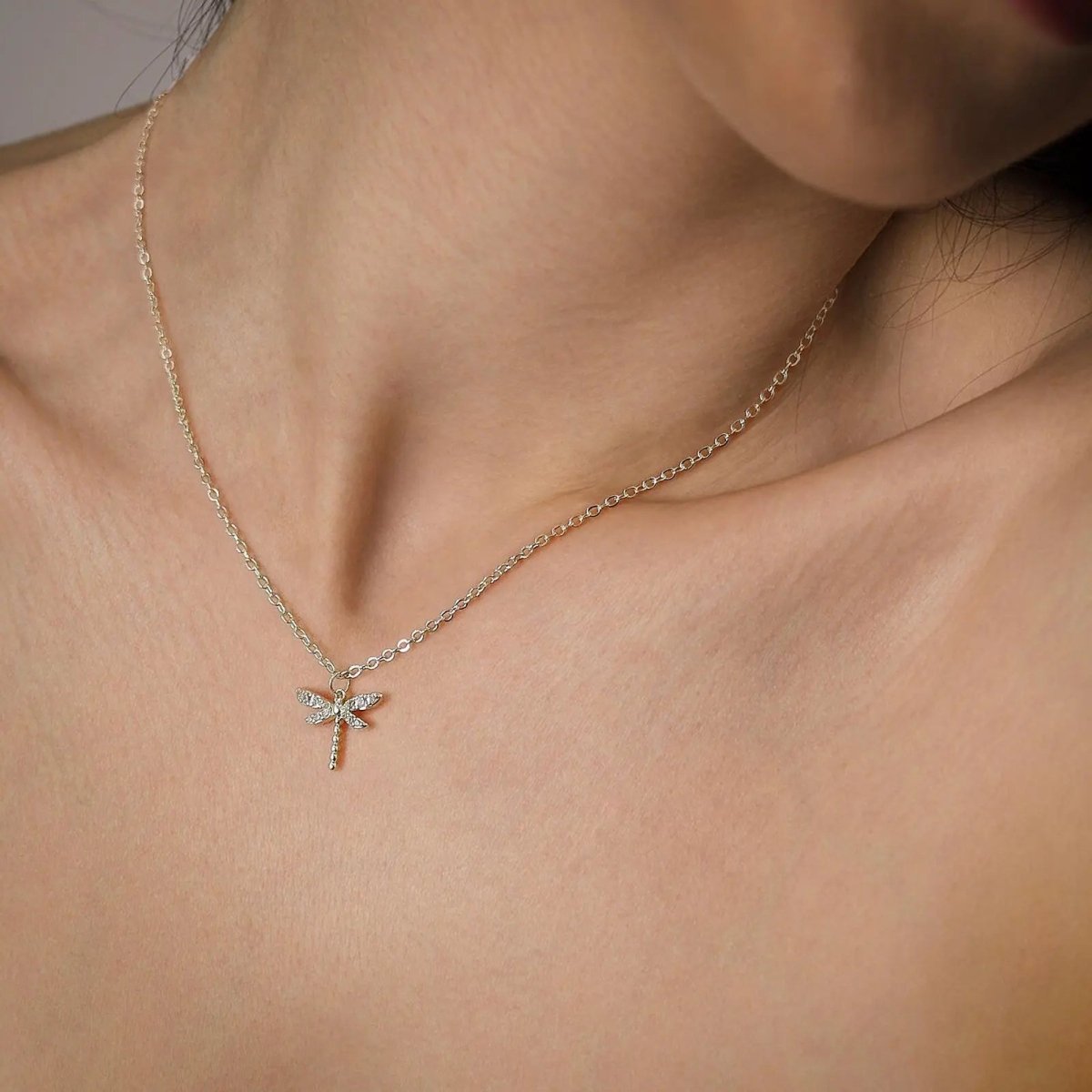 Kyerlyn Dainty Gold CZ Dragonfly Necklaces - KYERLYN