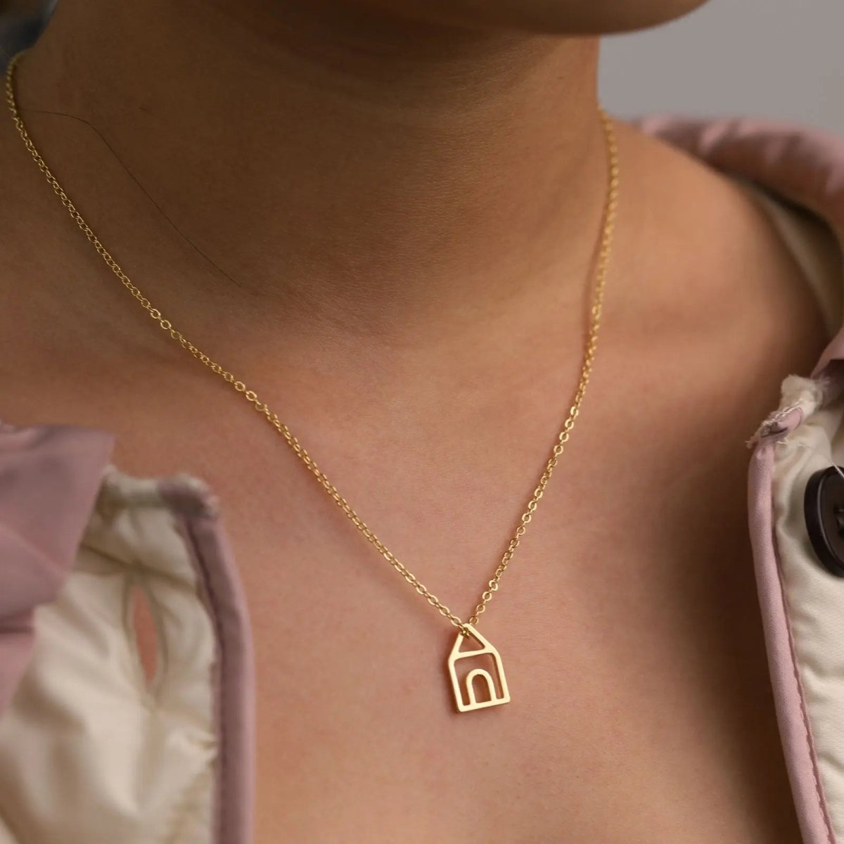 Kyerlyn Dainty Gold House Necklaces - KYERLYN