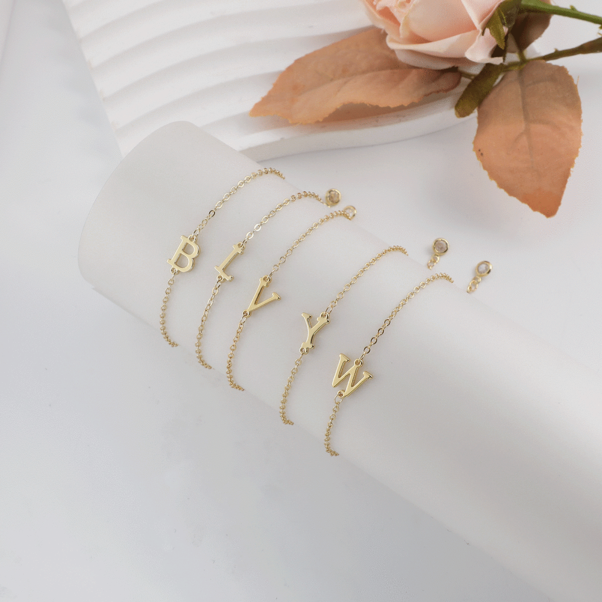 Kyerlyn Dainty Gold Initial Bracelets - KYERLYN