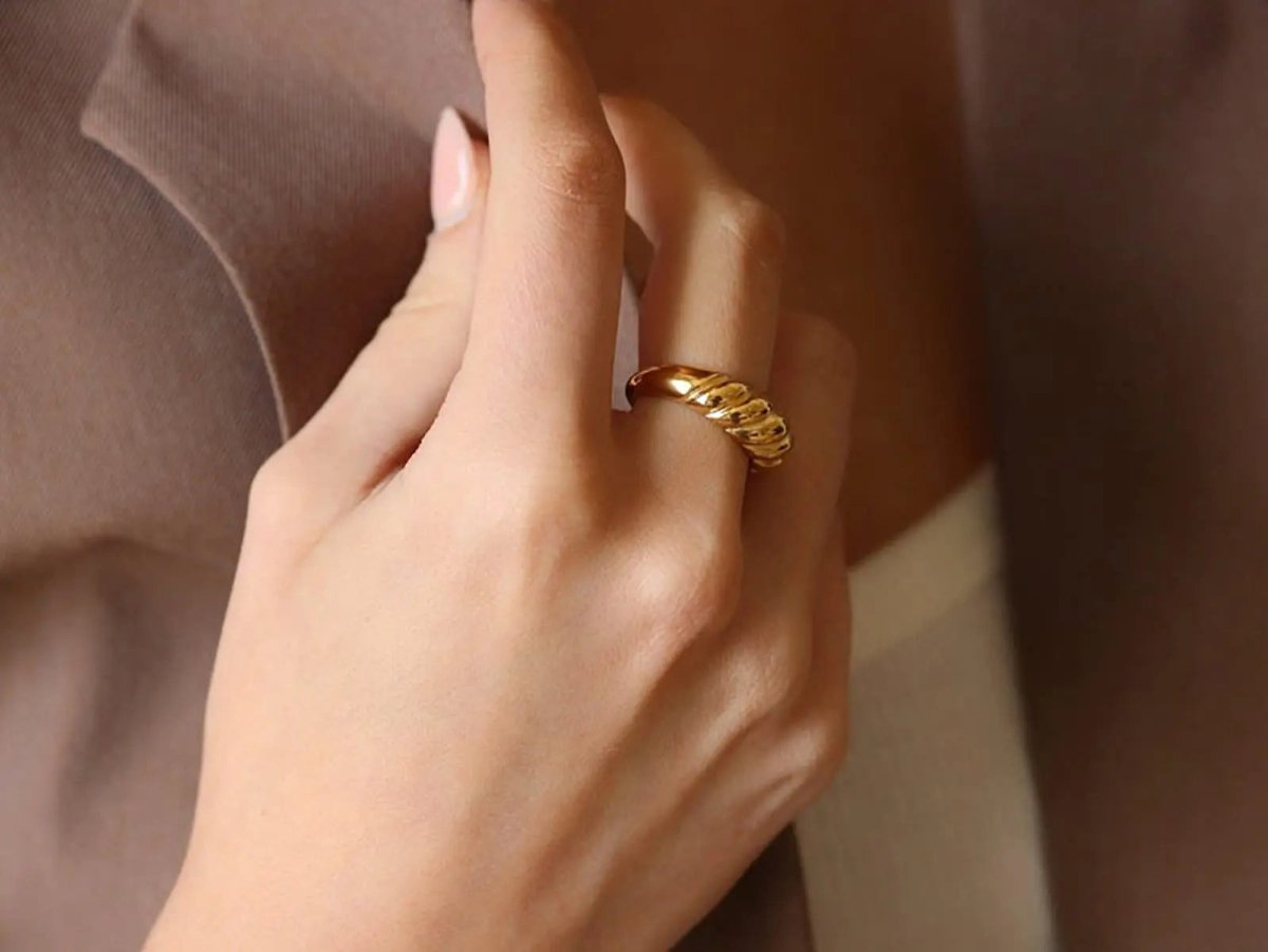 Kyerlyn Gold Croissant Dome Rings Size 6 to 9 - KYERLYN