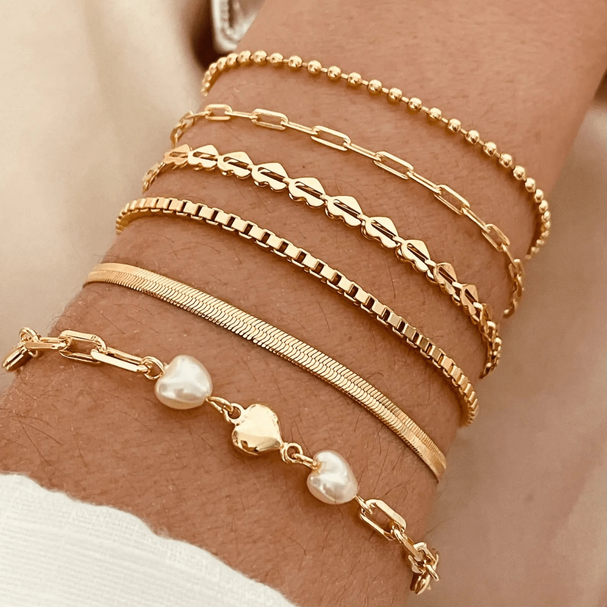 Kyerlyn Gold Layered Bracelets Stack - KYERLYN