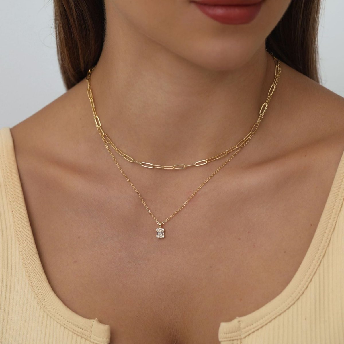 Kyerlyn Large Square Diamond Pendant Necklaces - KYERLYN