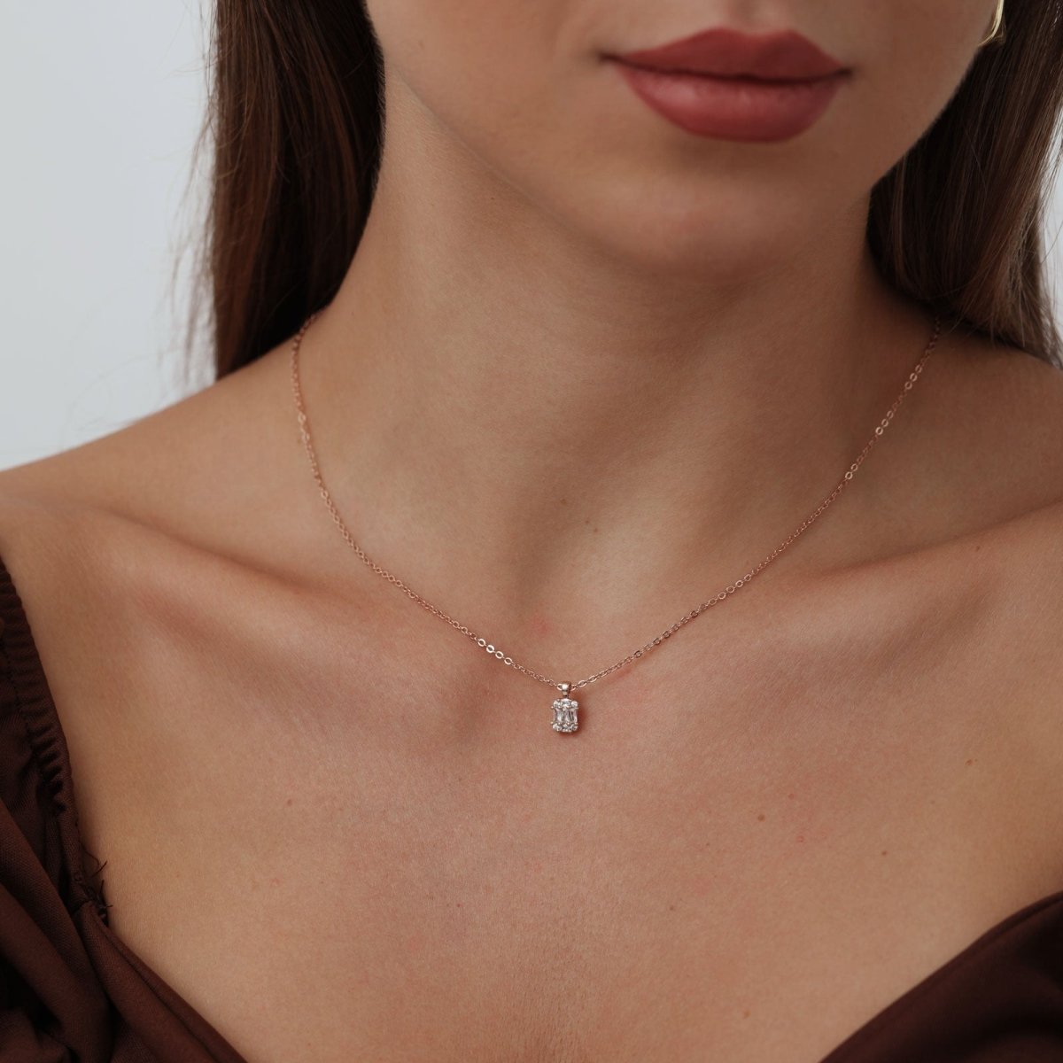 Kyerlyn Large Square Diamond Pendant Necklaces - KYERLYN