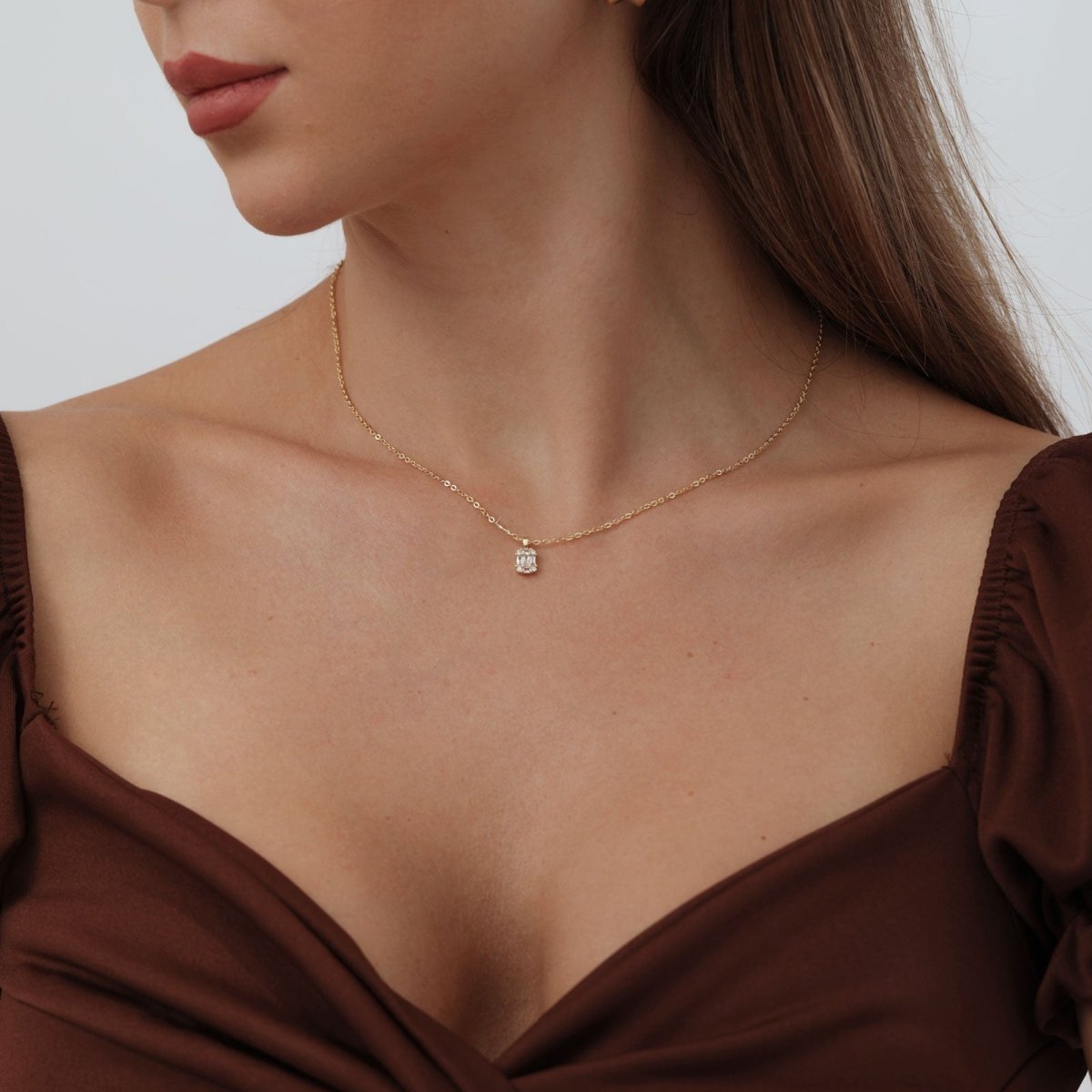 Kyerlyn Large Square Diamond Pendant Necklaces - KYERLYN