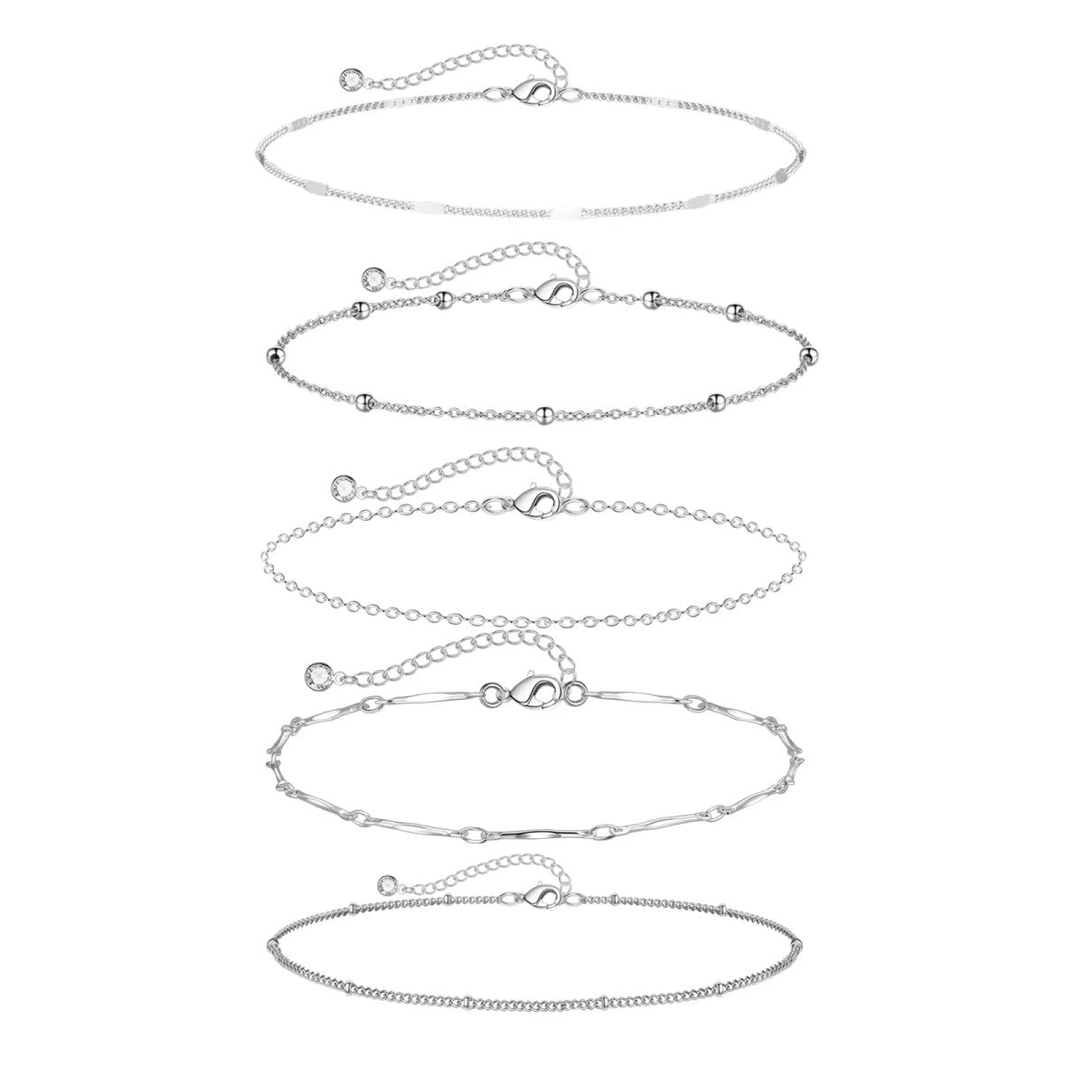 Kyerlyn Layered Silver Anklets - KYERLYN