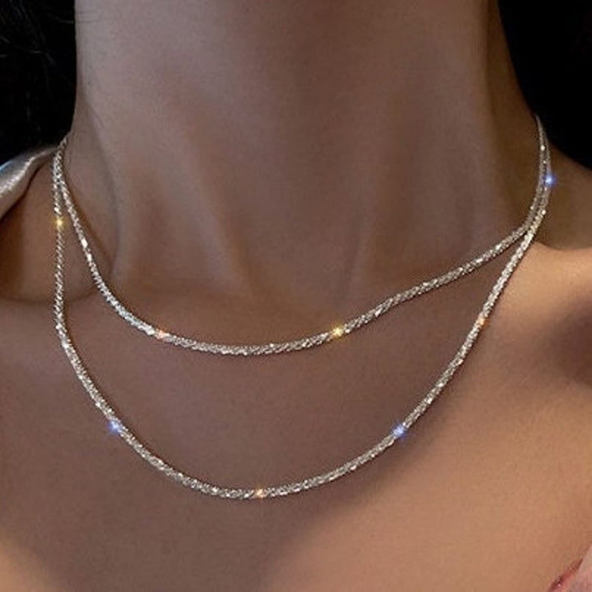 Kyerlyn Layered Silver Shiny Rope Necklaces - KYERLYN