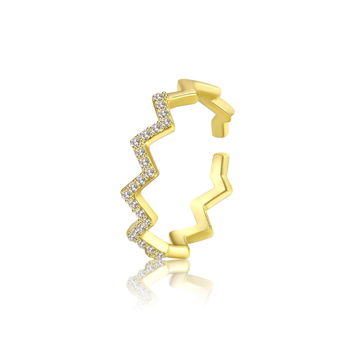 Kyerlyn Silver/Gold Opening Wave Pattern Rings - KYERLYN