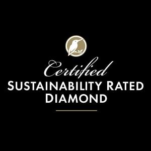 Certified Sustainability Rated Diamond logo on a black background.