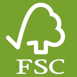 FSC logo with tree symbol on green background.