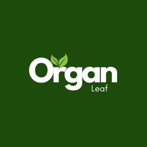 Organ Leaf logo with leaf icon on dark green background.