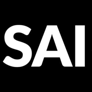 SAI logo in white text on black background.