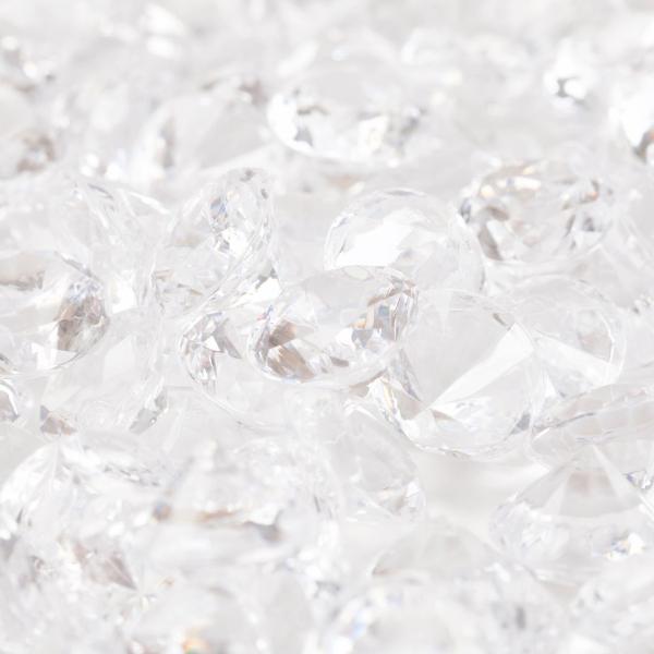 Close-up of clear cut diamonds.